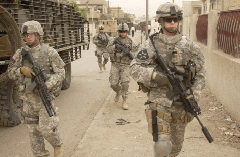 Soldiers from the 3rd Stryker Brigade Combat Team, 2nd Infantry Division patrolling Dora in Iraq, 2007. (Image Credit: Elisha Dawkins / U.S. Department of Defense)